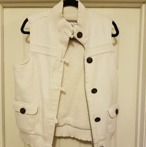Old Navy Light Cream Fuzzy Winter Vest Large